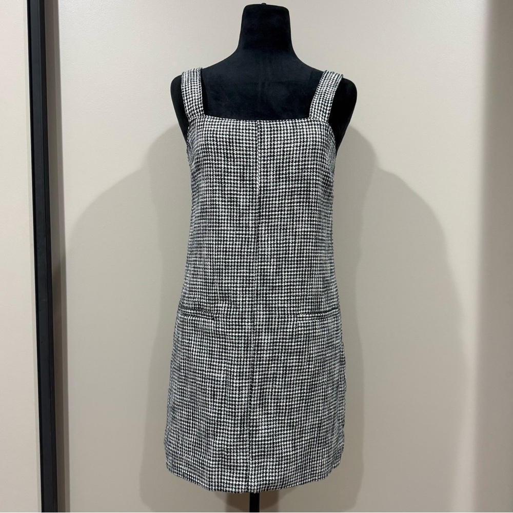 Abercrombie & Fitch Black & White Houndstooth Tweed Mini Shift Dress